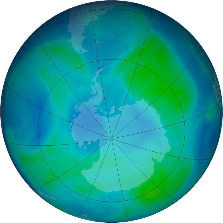 Antarctic ozone map for 12 February 2007